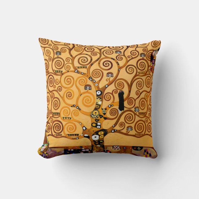 Tree of Life by Gustav Klimt Fine Art Throw Pillow (Front)