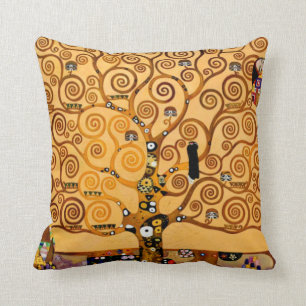 Tree of Life by Gustav Klimt Fine Art Throw Pillow