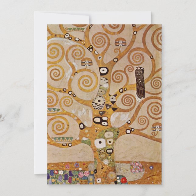 Tree of Life by Gustav Klimt, Stylized Art Nouveau Invitation (Front)