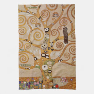Tree of Life by Gustav Klimt, Stylized Art Nouveau Kitchen Towel
