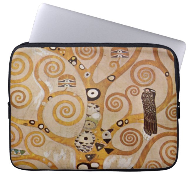 Tree of Life by Gustav Klimt, Stylized Art Nouveau Laptop Sleeve (Front)