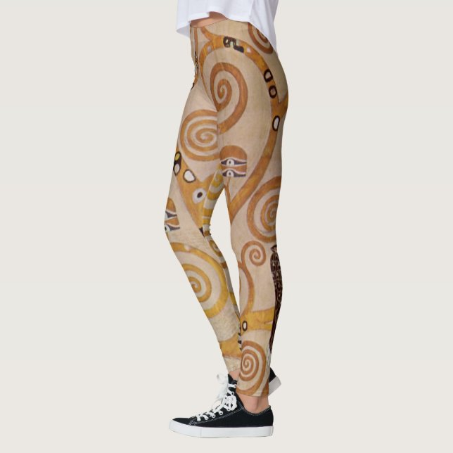 Tree of Life by Gustav Klimt, Stylized Art Nouveau Leggings (Left)