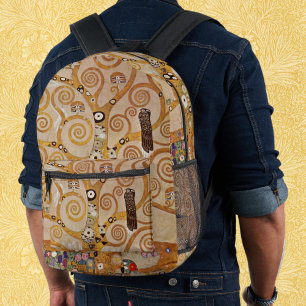 Tree of Life by Gustav Klimt, Stylized Art Nouveau Printed Backpack