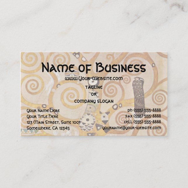 Tree of Life by Klimt, Stylized Art Nouveau Symbol Business Card (Front)