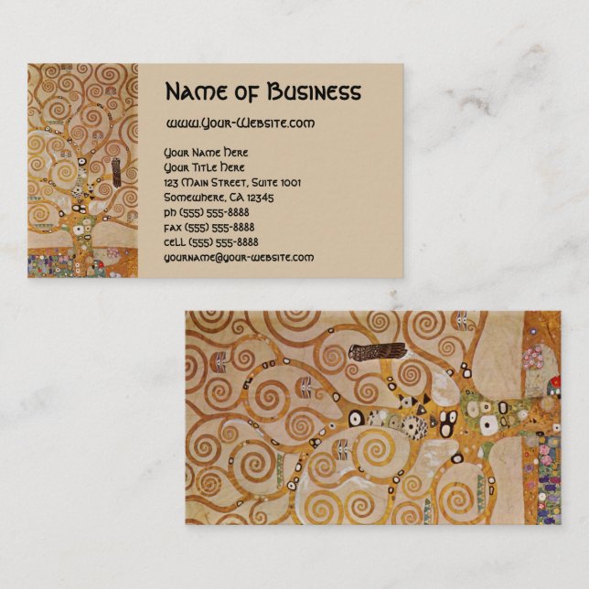 Tree of Life by Klimt, Stylized Art Nouveau Symbol Business Card (Front/Back)