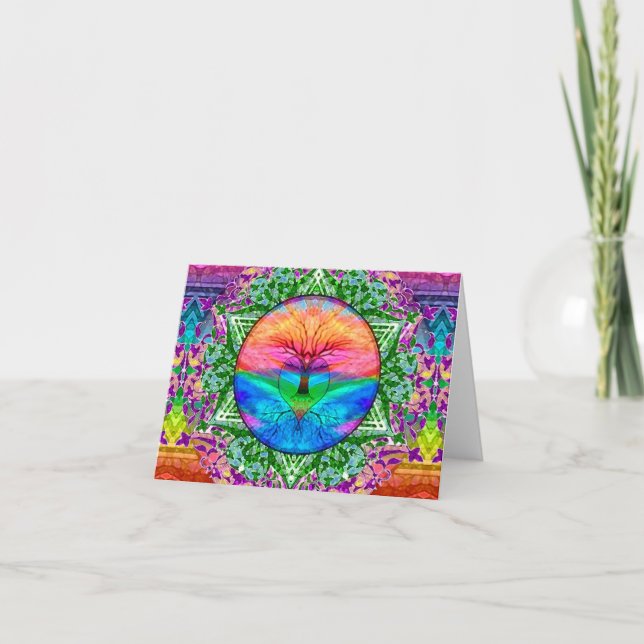 Tree of Life Calming Rainbow Thank You Card (Front)