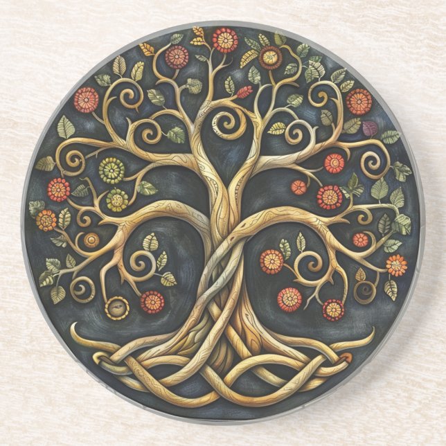 Tree of Life Celtic Sandstone Coaster (Front)