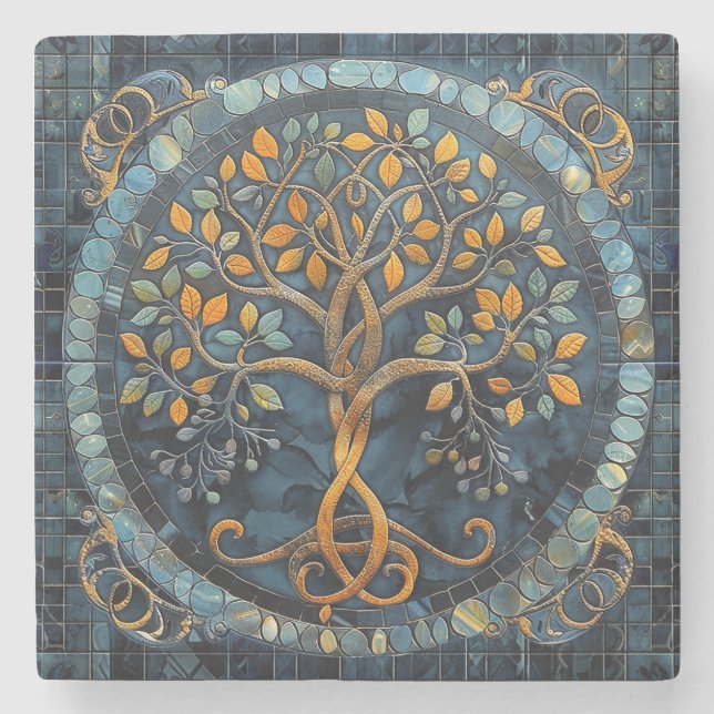Tree of Life Celtic Stone Coaster (Front)