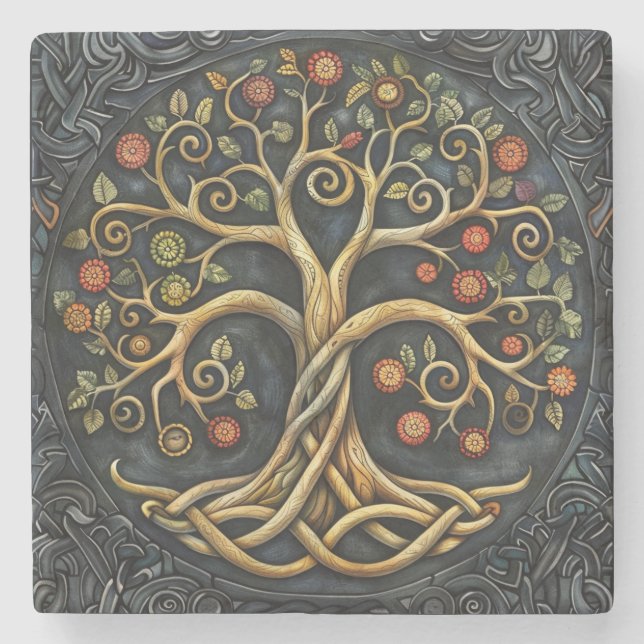 Tree of Life Celtic Stone Coaster (Front)