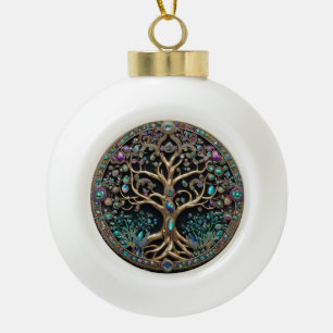 Tree of Life Ceramic Ball Christmas Ornament