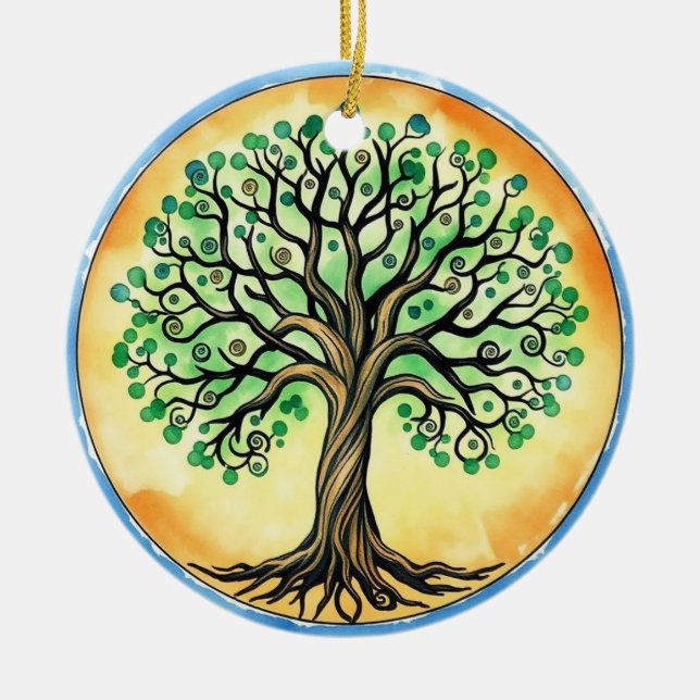 Tree of Life  Ceramic Ornament (Front)