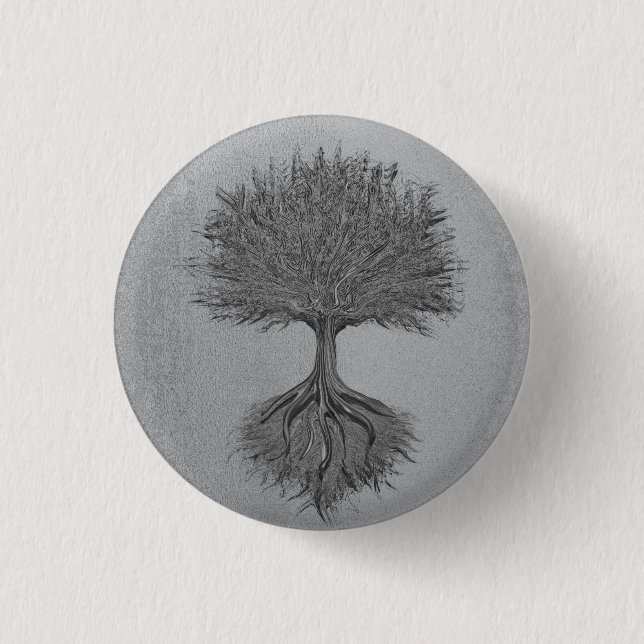 Tree of Life Chrome 2 1 Inch Round Button (Front)