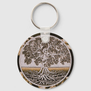 Tree of Life Circle of Life in Brown Keychain