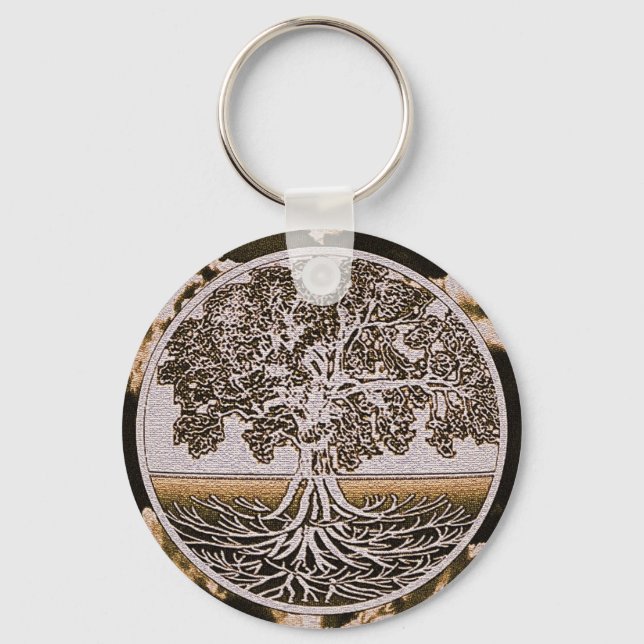 Tree of Life Circle of Life in Brown Keychain (Front)