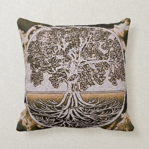 Tree of Life Circle of Life in Brown Throw Pillow