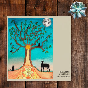 Tree Of Life Connect With Us Social Media QR Code Square Business Card