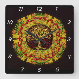 Tree of Life Constant Change Square Wall Clock