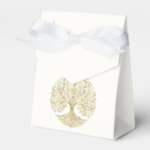 Tree of Life Cream & Gold Celtic Wedding Favor Box