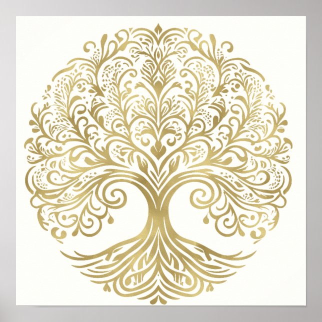 Tree of Life Cream & Gold Celtic Wedding Poster (Front)