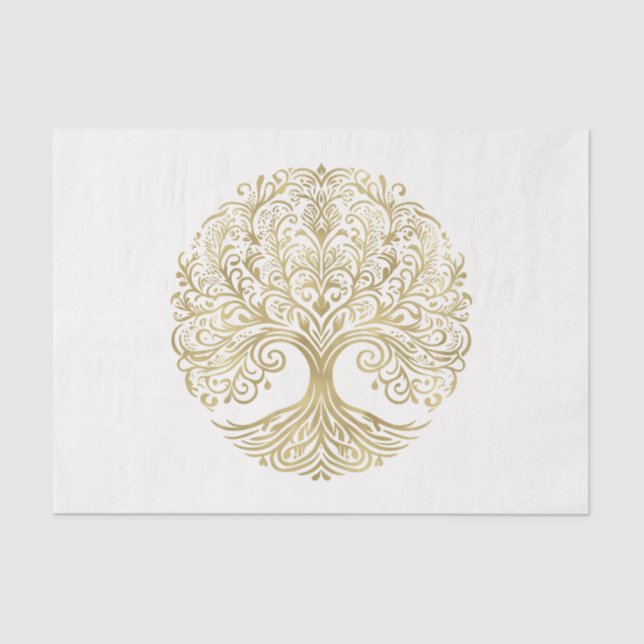 Tree of Life Cream & Gold Celtic Wedding Tissue Paper (Front)