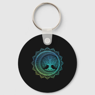 Tree Of Life Cresent Moon Phases Floral Mandala Yo Keychain