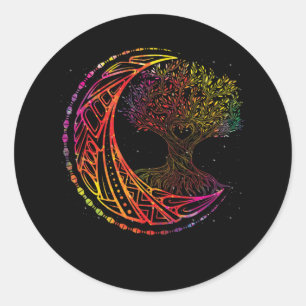 Tree of Life Cresent Moon Phases Mandala Yoga Classic Round Sticker