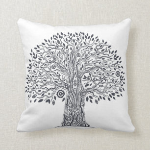 Tree Of Life Doodle Throw Pillow