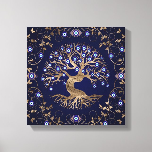 Tree of Life Evil Eye Ornament Canvas Print (Front)