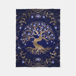 Tree of Life Evil Eye Ornament Fleece Blanket