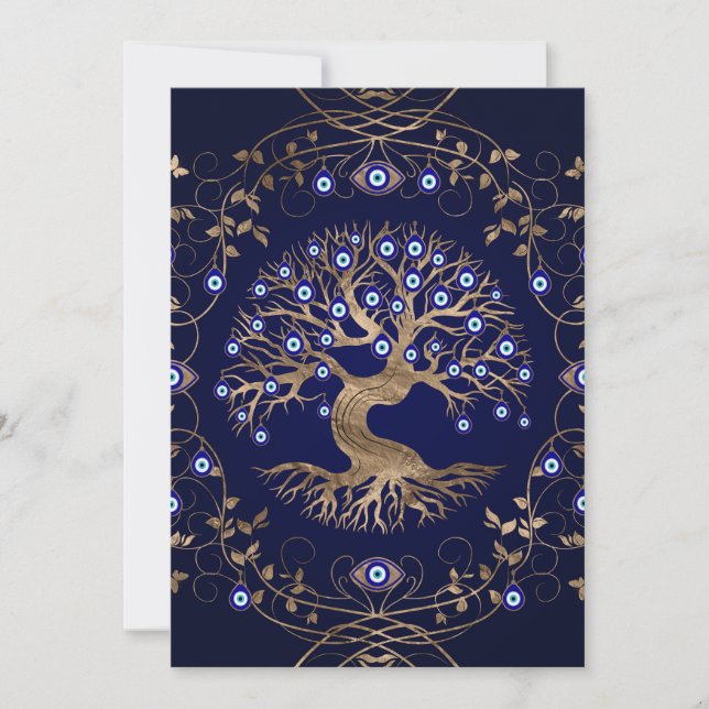 Tree of Life Evil Eye Ornament Holiday Card (Front)
