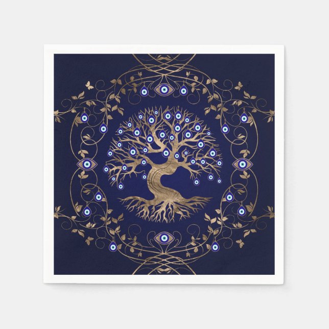 Tree of Life Evil Eye Ornament Napkin (Front)