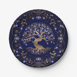 Tree of Life Evil Eye Ornament Paper Plate