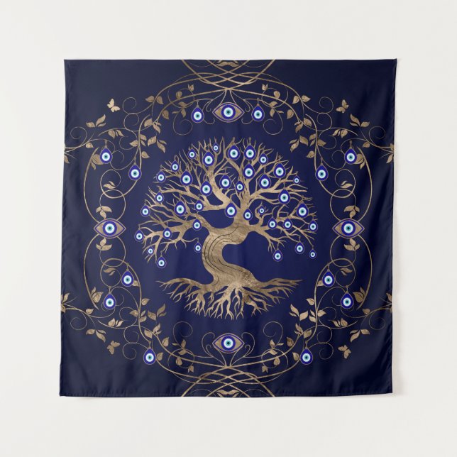 Tree of Life Evil Eye Ornament Tapestry (Front)