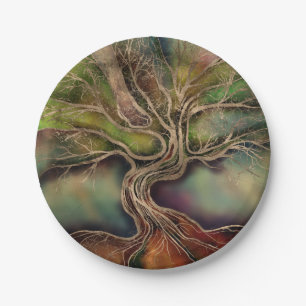 Tree of life - fall shadows paper plate