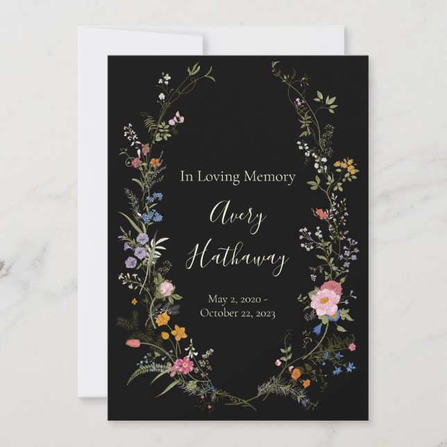 Tree of Life Floral Crest Funeral Memorial  Invitation (Front)