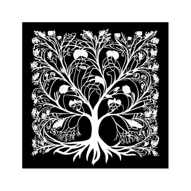 Tree of Life Floral Rubber Stamp (Imprint)