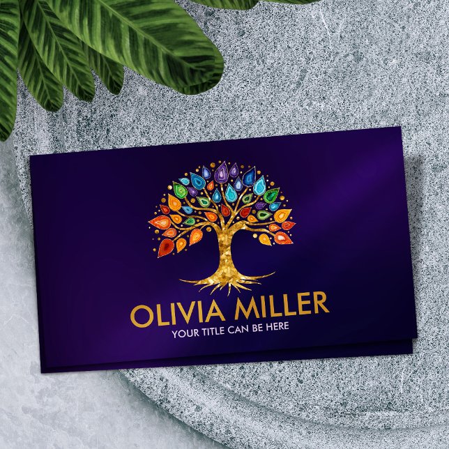 Tree of life - Geode Agate Leaves Business Card (Creator Uploaded)