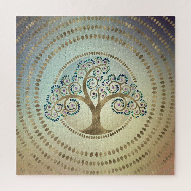 Tree of life Golden Spiral and Marble Jigsaw Puzzle (Vertical)