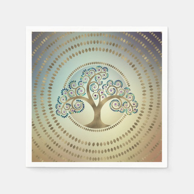 Tree of life Golden Spiral and Marble Napkin (Front)