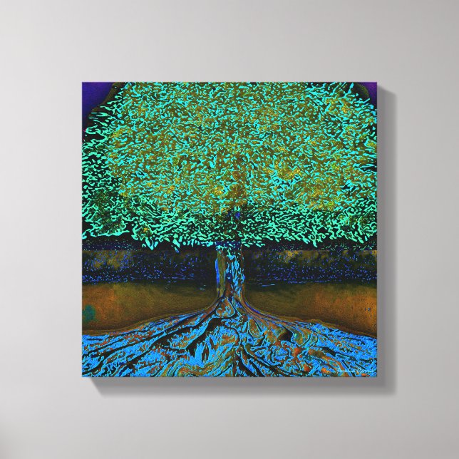 Tree of Life Green and Blue Canvas Print (Front)