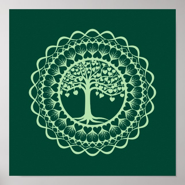 Tree of Life (Green) Mandala Print (Front)