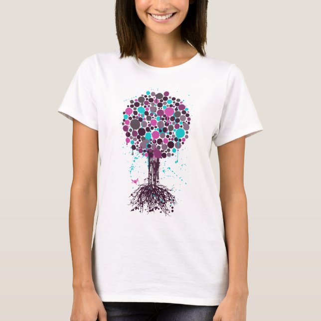 Tree of life Green Tee (Ladies) - on Black (Front)
