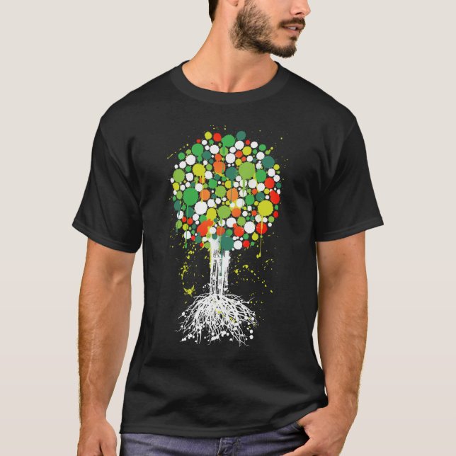 Tree of life Green Tee (Men) - on Black (Front)