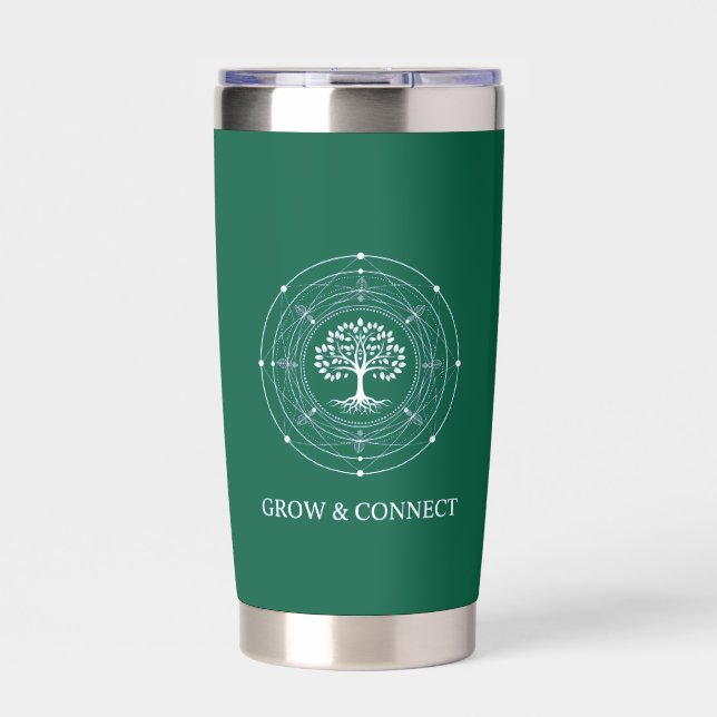 Tree of Life, Grow & Connect, Forest Green Tumbler (Front)