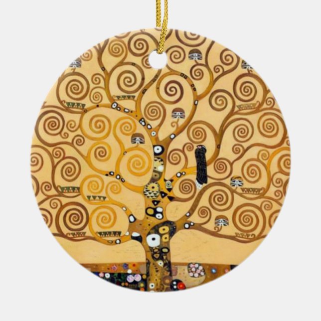 Tree Of Life Gustav Klimt Ceramic Ornament (Front)