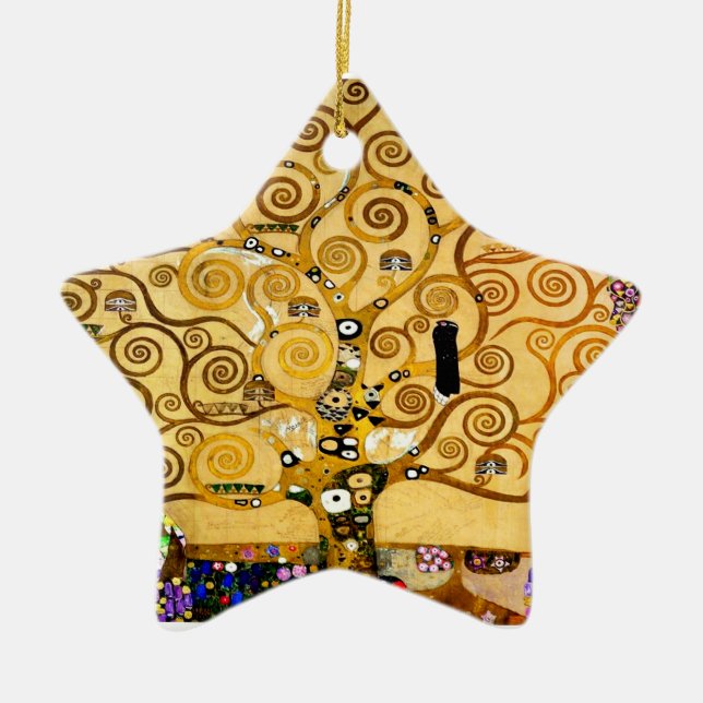 Tree of Life Gustav Klimt Nouveau Ceramic Ornament (Front)