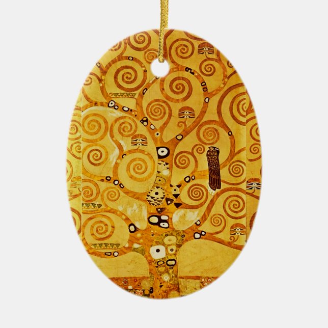 Tree of Life Gustav Klimt Nouveau Ceramic Ornament (Front)