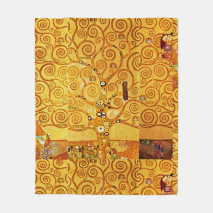 Tree of Life Gustav Klimt Nouveau Fleece Blanket