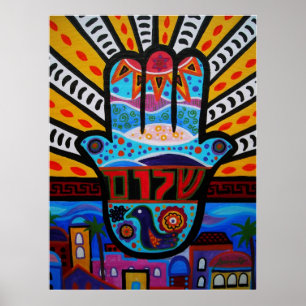 TREE OF LIFE HAMSA JERUSALEM POSTER