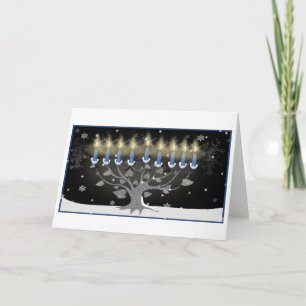 Tree of Life Hanukkah Menorah Greeting Card
